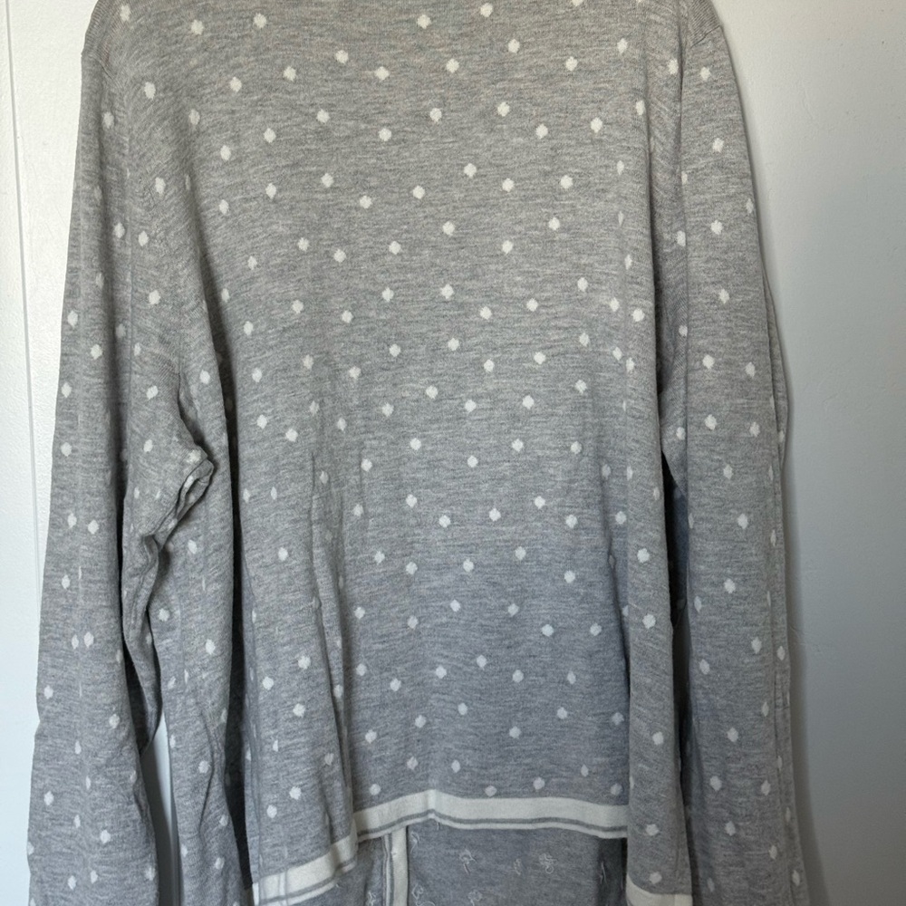 Talbots Gray and White Polka Dot Cardigan - Picture 2 of 3